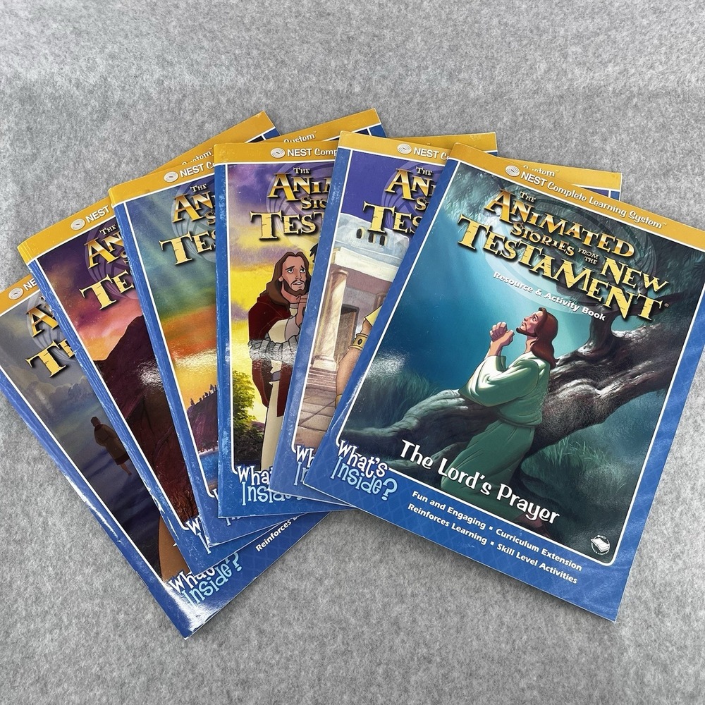 NEST Animated Bible Stories Activity Books Lot 6 New Testament Sunday School NEW
